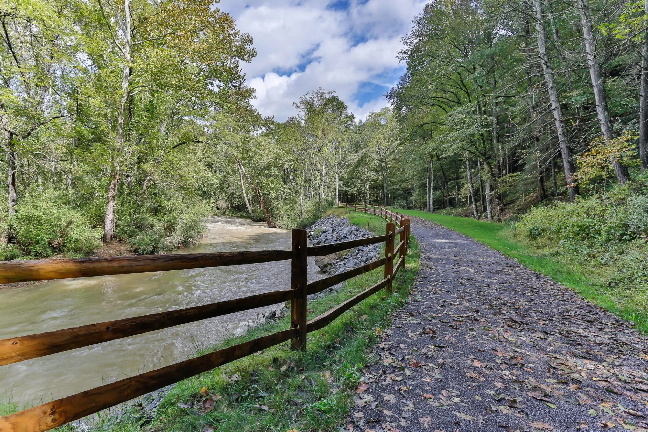 The Jackson River Scenic Trail located along the Jackson River in Alleghany County, VA.