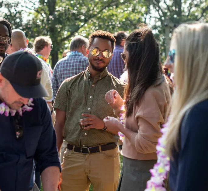 People gathered at an outdoor social activity