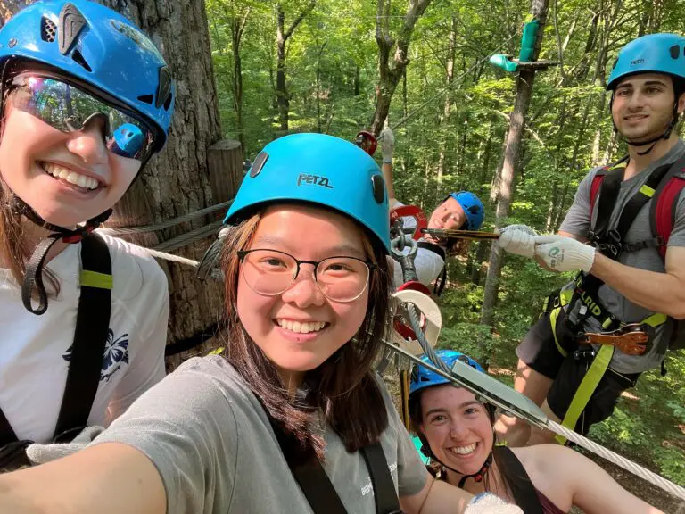 Team building exercise on a ropes course