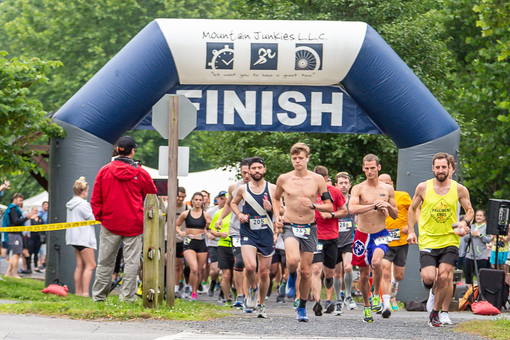 Racers starting a race in the Alleghenies