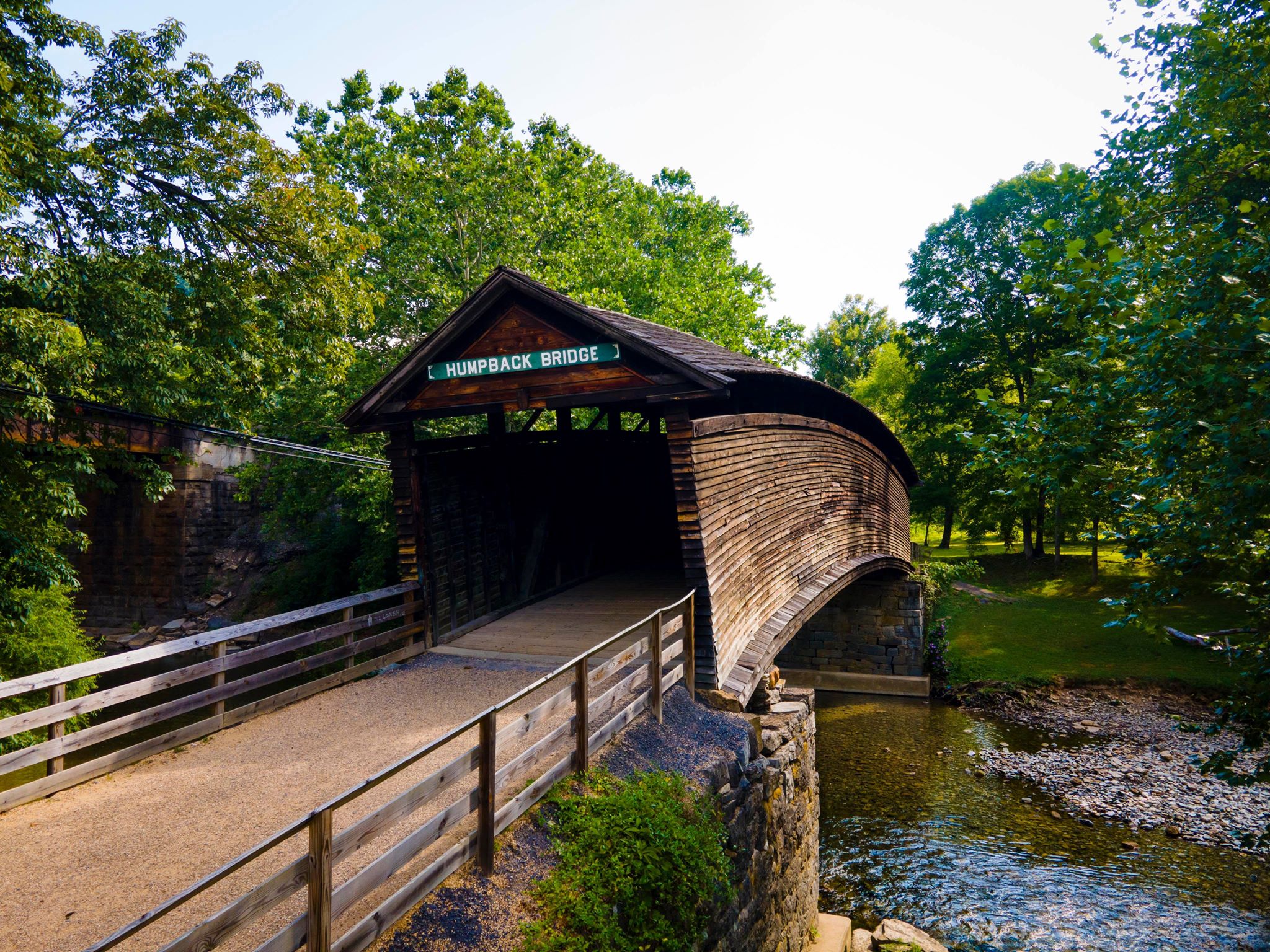 Humpback Bridge in Covington, VA, on a sunny summer day.